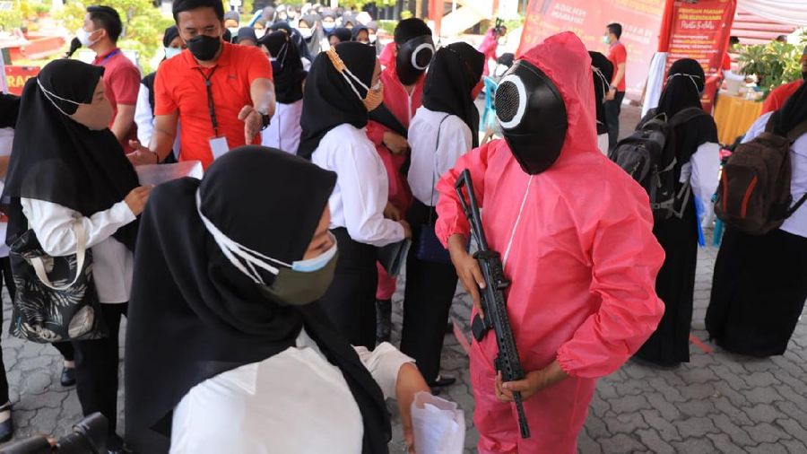 SKD CPNS Kemenkumham Jatim Bernuansa Squid Game. (Dok: Kemenkumham Jatim)