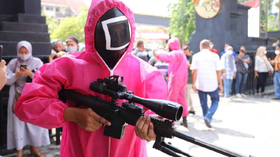 SKD CPNS Kemenkumham Jatim Bernuansa Squid Game. (Dok: Kemenkumham Jatim)