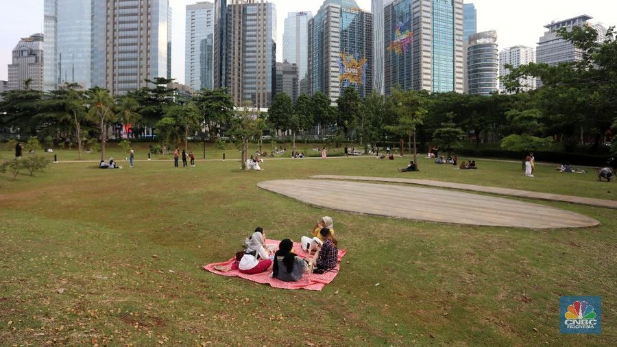 Suasana Hutan Kota GBK di Kompleks Gelora Bung Karno (GBK), Senayan, Jakarta. (CNBC Indonesia/Andrean Kristianto)