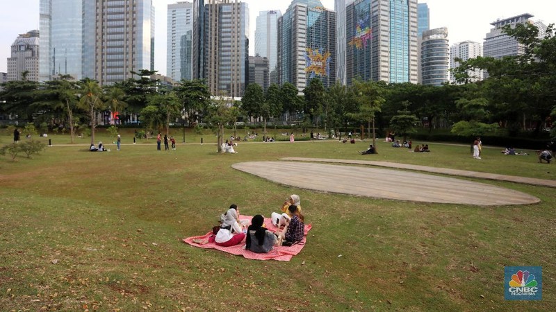 Suasana Hutan Kota GBK di Kompleks Gelora Bung Karno (GBK), Senayan, Jakarta. (CNBC Indonesia/Andrean Kristianto)