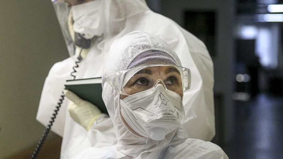 Lonjakan kasus covid-19 di Rusia. (AP/Roman Yarovitcyn)