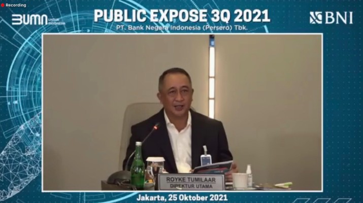Dirut BNI Royke Tumilaar, konferensi pers 25 Oktober 2021/screenshot Dirut BNI Royke Tumilaar, konferensi pers 25 Oktober 2021/screenshot