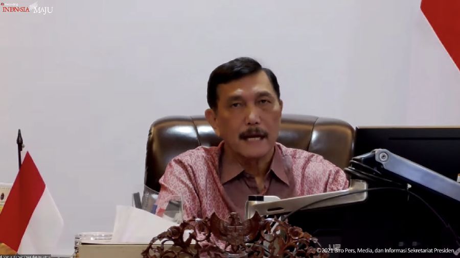 Menko Kemaritiman dan Investasi Luhut Binsar Pandjaitan memberi Keterangan Pers Menteri terkait Hasil Rapat Terbatas “Evaluasi PPKM