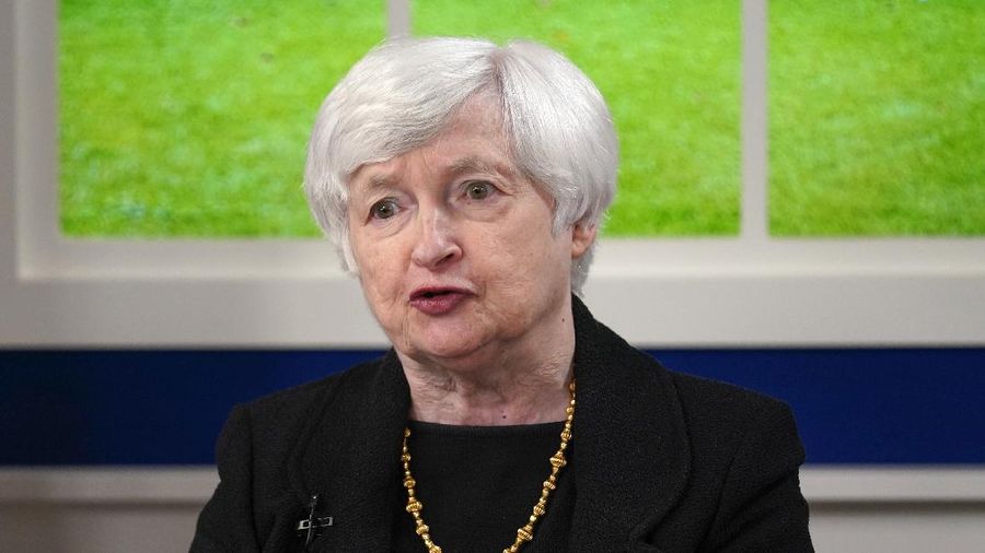 Treasury Secretary Janet Yellen speaks during a meeting with President Joe Biden and business leaders about the debt limit in the South Court Auditorium on the White House campus, Wednesday, Oct. 6, 2021, in Washington. (AP Photo/Evan Vucci)