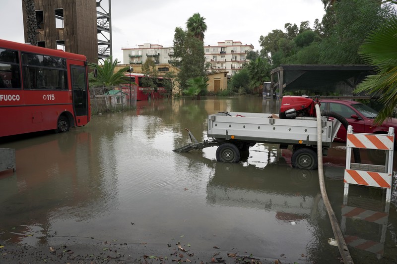 ITALY-WEATHER/ A general view of damages caused by flood waters during a severe storm in Catania, Italy, October 27, 2021. REUTERS/Antonio Parrinello