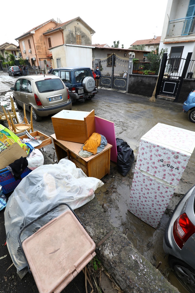 A general view of damages caused by flood waters during a severe storm in Catania, Italy, October 27, 2021. REUTERS/Antonio Parrinello