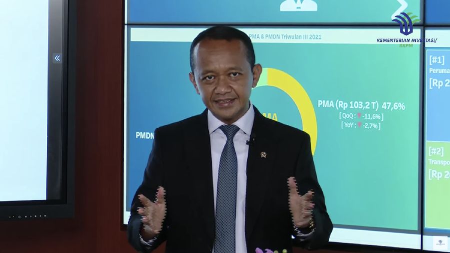 Konferensi Pers Realisasi Investasi Triwulan III 2021 oleh Menteri Investasi Bahlil Lahadalia