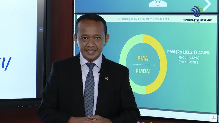 Konferensi Pers Realisasi Investasi Triwulan III 2021 oleh Menteri Investasi Bahlil Lahadalia