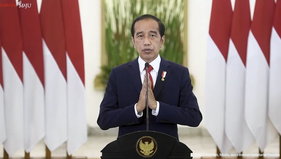 Sambutan Presiden Joko Widodo (Jokowi) pada Puncak Peringatan Hari Sumpah Pemuda ke-93, 28 Oktober 2021. (Tangkapan Layar Youtube)
