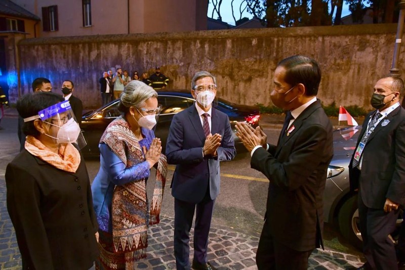 Presiden Joko Widodo Tiba di Italia dalam rangka kunjungan kerja. (Biro Pers Sekretariat Presiden/Laily Rachev)