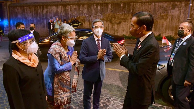 Presiden Joko Widodo Tiba di Italia dalam rangka kunjungan kerja. (Biro Pers Sekretariat Presiden/Laily Rachev)