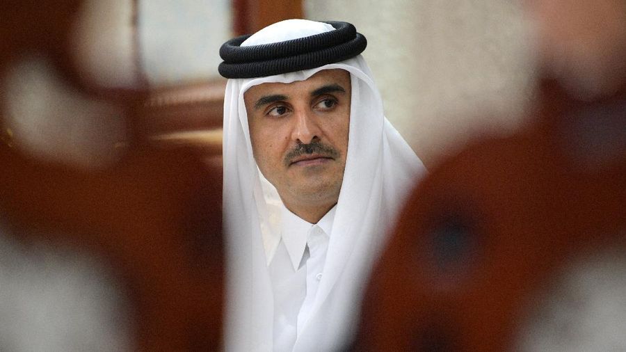 Qatar's Emir Sheikh Tamim bin Hamad Al Thani listens to Russian President Vladimir Putin during their meeting on a sideline of the Conference on Interaction and Confidence Building Measures in Asia (CICA) in Dushanbe, Tajikistan, Saturday, June 15, 2019. (Alexei Druzhinin, Sputnik, Kremlin Pool Photo via AP)