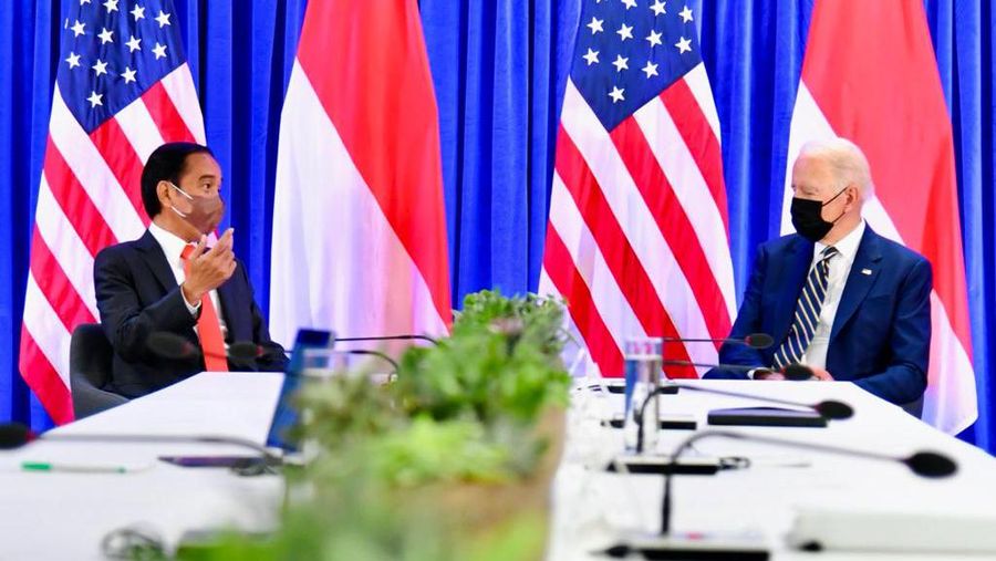 Presiden Joko Widodo melakukan pertemuan bilateral dengan Presiden Amerika Serikat Joe Biden. (Biro Pers Sekretariat Presiden/Laily Rachev)