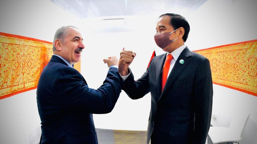 Presiden Jokowi bertemu PM Palestina Mohammad Shtayyeh. (Biro Pers Sekretariat Presiden/Laily Rache)
