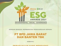 Bank bjb Sabet Leadership AA di ESG Disclosure Awards 2021