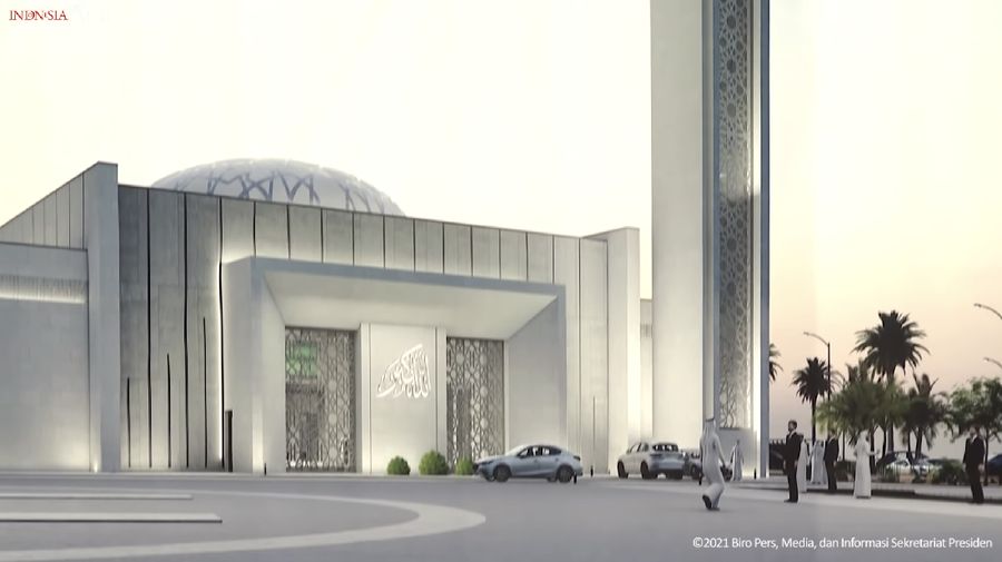 Jalan dan Masjid Presiden Joko Widodo di Abu Dhabi (Tangkapan Layar via Youtube @Sekretariat Presiden)
