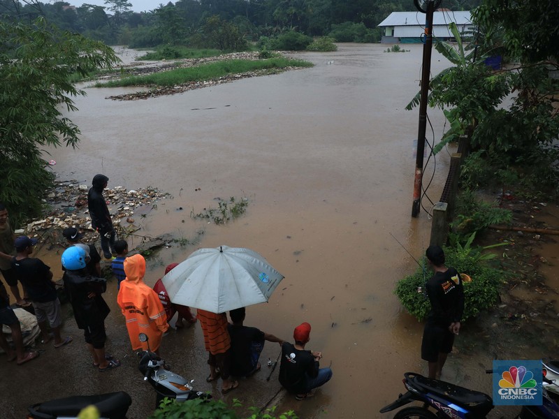Banjir di Pasir Putih, Depok, Jawa Barat. (CNBC Indonesia/Muhammad Sabki)