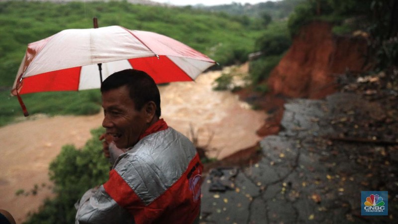 Longsor di Pasir Putih Depok, Jawa Barat (CNBC Indonesia/Muhammad Sabki)