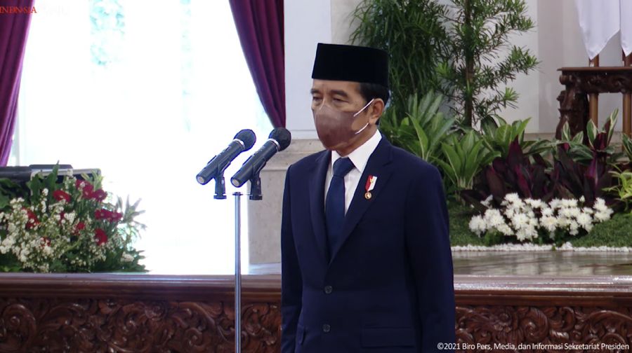 Upacara Penganugerahan Gelar Pahlawan Nasional dan Tanda Kehormatan RI, 10 November 2021. (Tangkapan layar setpres RI)
