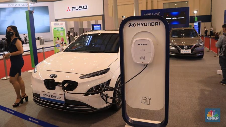 Hyundai Kona Electric di acara GIIAS 2021 (CNBC Indonesia/Muhammad Sabki)