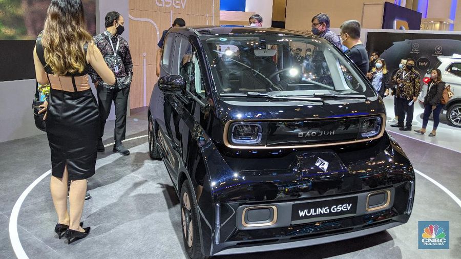 Wulling Motors memperkenalkan konsep yang akan menjadi dasar pembuatan mobil listrik mungil untuk pasar Indonesia. (CNBC Indonesia/Ferry Sandi)