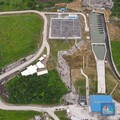 Foto udara suasana PLTA Rajamandala di Desa Cihea, Kecamatan Haurwangi, Kabupaten Cianjur, Jawa Barat, Kamis (11/11/2021). PLTA Rajamandala memiliki kepasitas 47 Megawatt (MW) ini beroperasi sejak Mei 2019. PLTA Rajamandala memanfaatkan aliran sungai
