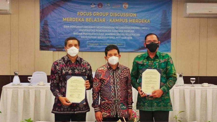BPJS Kesehatan resmi menjalin kerja sama dengan Universitas Pendidikan Ganesha, kampus yang terletak di Singaraja Bali Bagian Utara, melalui penandatanganan nota kesepahaman (MoU), Jumat (12/11/2021), dok BPJS Kesehatan
