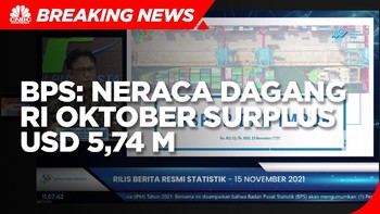 BPS: Neraca Dagang RI Oktober Surplus USD 5,74 M