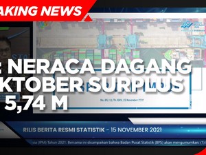 BPS: Neraca Dagang RI Oktober Surplus USD 5,74 M