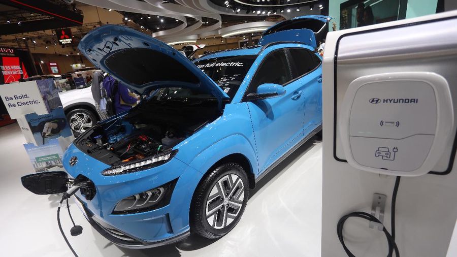 Hyundai Kona Electric di acara GIIAS 2021 (CNBC Indonesia/Andrean Kristianto)