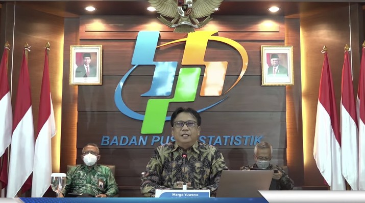 Kepala BPS, Margo Yuwono dalam Konferensi pers Kepala BPS terkait ekspor & impor Indonesia (Tangkapan Layar Youtube BPS Statistics) Kepala BPS, Margo Yuwono dalam Konferensi pers Kepala BPS terkait ekspor & impor Indonesia (Tangkapan Layar Youtube BPS Statistics)