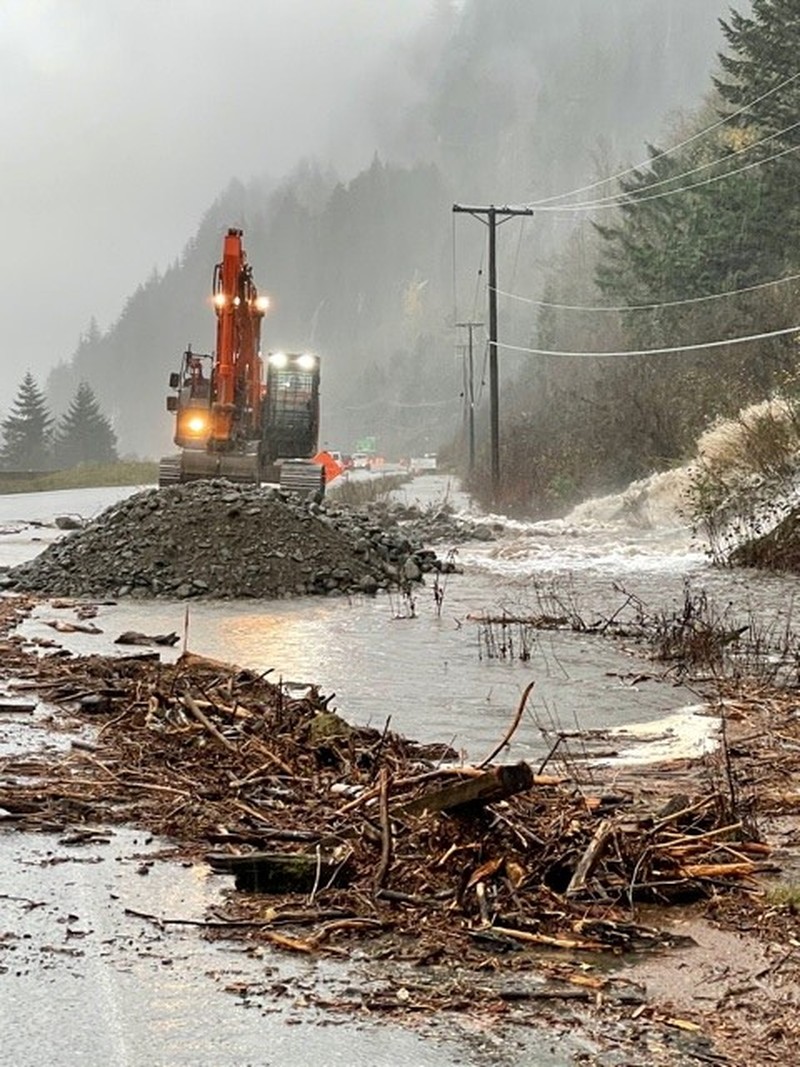 An aerial view shows the damage caused by floods and landslide near Sea Bird Island, British Columbia, Canada, November 15, 2021. B.C. Ministry of Transportation and Infrastructure/Handout via REUTERS   NO RESALES. NO ARCHIVES. THIS IMAGE HAS BEEN SUPPLIED BY A THIRD PARTY. MANDATORY CREDIT