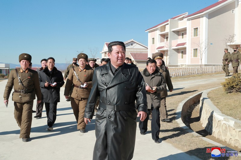 North Korean leader Kim Jong Un gives field guidance during a visit to Samjiyon City, North Korea in this undated photo released on November 16, 2021 by North Korea's Korean Central News Agency (KCNA). KCNA via REUTERS ATTENTION EDITORS - THIS IMAGE WAS PROVIDED BY A THIRD PARTY. REUTERS IS UNABLE TO INDEPENDENTLY VERIFY THIS IMAGE. NO THIRD PARTY SALES. SOUTH KOREA OUT. NO COMMERCIAL OR EDITORIAL SALES IN SOUTH KOREA.