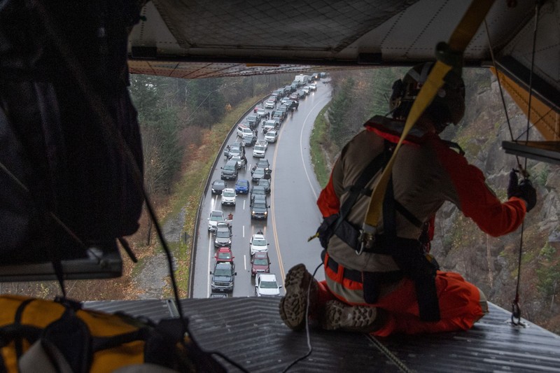 CANADA-FLOOD/ South Parallel road is submerged in flood water after rainstorms caused flooding and landslides in Abbotsford, British Columbia, Canada November 16, 2021. REUTERS/Jennifer Gauthier