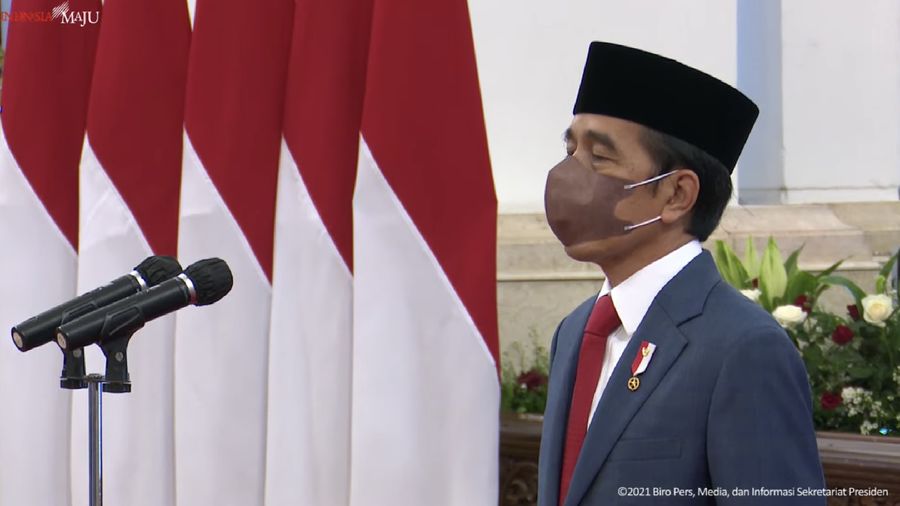 Pelantikan Mayor Jenderal TNI Suharyanto sebagai Kepala Badan Nasional Penanggulangan Bencana (BNPB) di Istana Negara, Rabu, 17/11.  (Tangkapan Layar Youtube/Sekretariat Presiden)