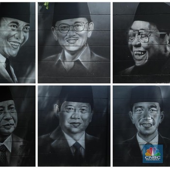Potret Deretan Mural Bergambar Presiden RI dari Masa ke Masa