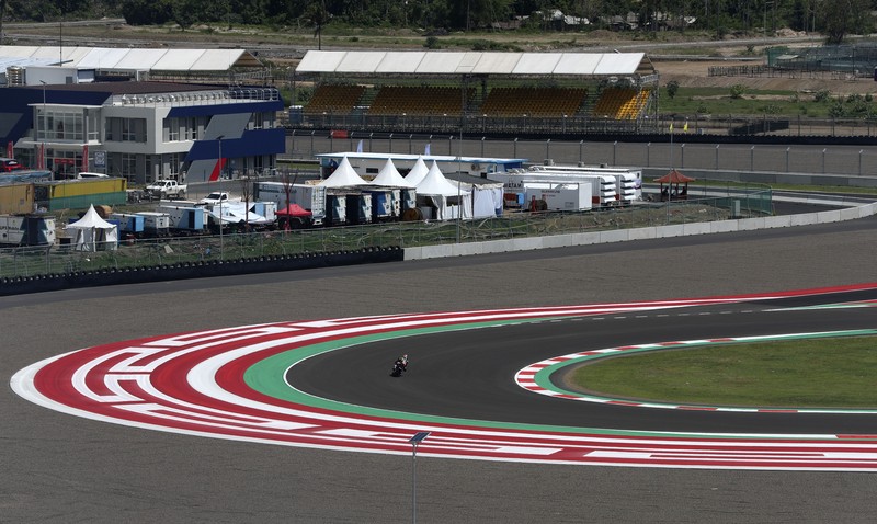 Indonesia Motorcycling Superbike World Championship Mandalika International Circuit is seen in Mandalika, Lombok Island, Indonesia, Thursday, Nov. 18, 2021. The newly-built circuit is gearing up to host Superbike World Championship on Nov. 19-21. (AP Photo/Achmad Ibrahim)