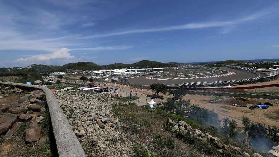 Mandalika International Circuit is seen in Mandalika, Lombok Island, Indonesia, Thursday, Nov. 18, 2021. The newly-built circuit is gearing up to host Superbike World Championship on Nov. 19-21. (AP Photo/Achmad Ibrahim)