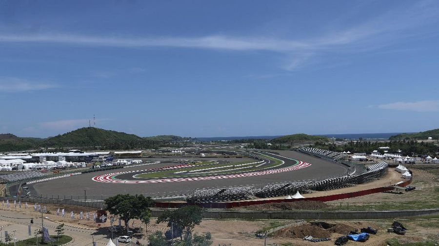 Mandalika International Circuit is seen in Mandalika, Lombok Island, Indonesia, Thursday, Nov. 18, 2021. The newly-built circuit is gearing up to host Superbike World Championship on Nov. 19-21. (AP Photo/Achmad Ibrahim)
