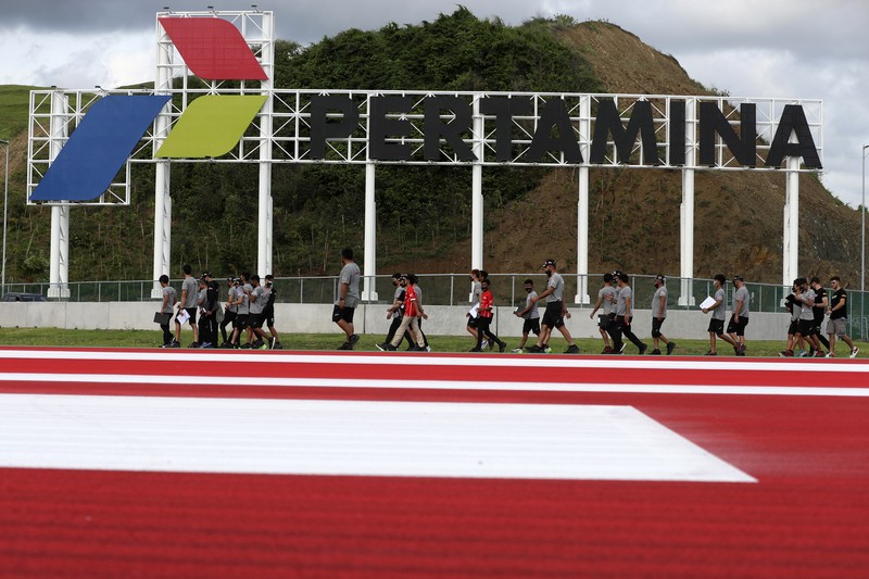 Mandalika International Circuit is seen in Mandalika, Lombok Island, Indonesia, Thursday, Nov. 18, 2021. The newly-built circuit is gearing up to host Superbike World Championship on Nov. 19-21. (AP Photo/Achmad Ibrahim)