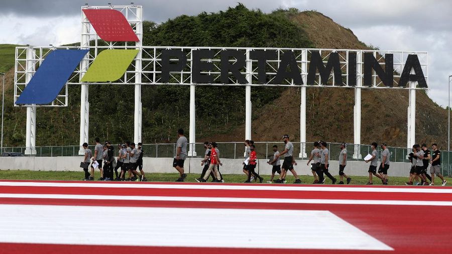 Mandalika International Circuit is seen in Mandalika, Lombok Island, Indonesia, Thursday, Nov. 18, 2021. The newly-built circuit is gearing up to host Superbike World Championship on Nov. 19-21. (AP Photo/Achmad Ibrahim)