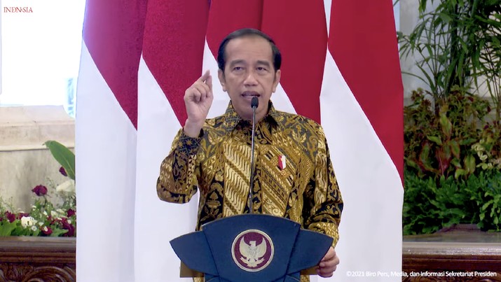 Pidato Kunci Presiden RI, Jokowi pada Kompas100 CEO Forum, 18 November 2021. (Tangkapan Layar Youtube) Pidato Kunci Presiden RI, Jokowi pada Kompas100 CEO Forum, 18 November 2021. (Tangkapan Layar Youtube)