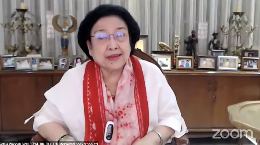 Megawati Sukarnoputri Saat Pembukaan Forum Komunikasi Riset dan Inovasi 2021 (Tangkapan Layar via Youtube BRIN Indonesia)