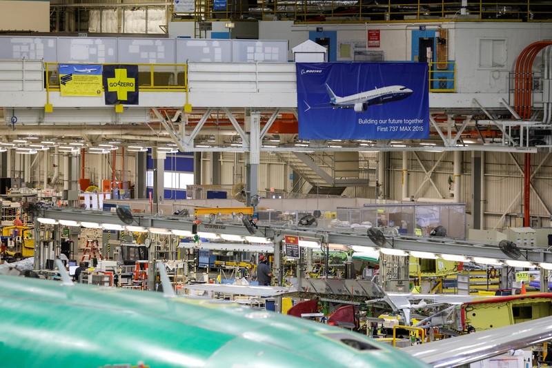 Perakitan pesawat patroli maritim Boeing P-8 Poseidon di pabrik Boeing 737 di Renton, Washington The production line for the Boeing P-8 Poseidon maritime patrol aircraft is pictured at Boeing's 737 factory in Renton, Washington, U.S. November 18, 2021. REUTERS/Jason Redmond
