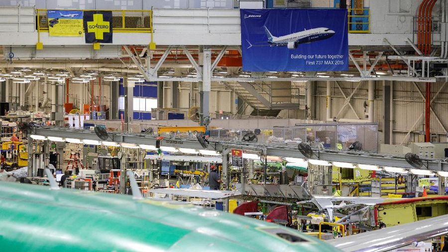 The production line for the Boeing P-8 Poseidon maritime patrol aircraft is pictured at Boeing's 737 factory in Renton, Washington, U.S. November 18, 2021. REUTERS/Jason Redmond