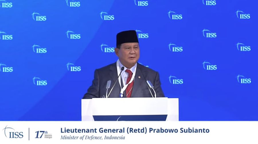 Menhan RI Prabowo Subianto Saat IISS Manama Dialogue 2021. (Tangkapan Layar Youtube The International Institute for Strategic Studies)