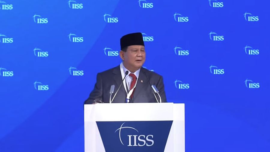 Menhan RI Prabowo Subianto Saat IISS Manama Dialogue 2021. (Tangkapan Layar Youtube The International Institute for Strategic Studies)