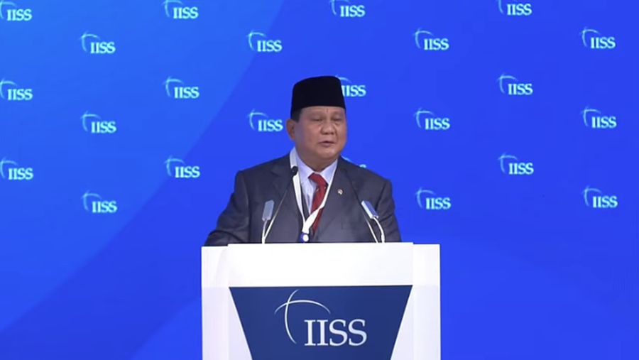 Menhan RI Prabowo Subianto Saat IISS Manama Dialogue 2021. (Tangkapan Layar Youtube The International Institute for Strategic Studies)