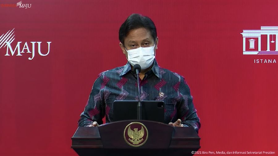 Menteri Kesehatan (Menkes), Budi Gunadi Sadikin dalam konfrensi Pers terkait “Evaluasi Pemberlakuan Pembatasan Kegiatan Masyarakat, 22 Nov 2021 (Tangkapan Layar Sekretariat Presiden)