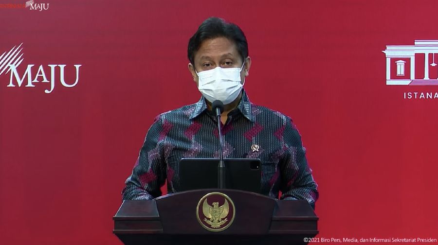 Menteri Kesehatan (Menkes), Budi Gunadi Sadikin dalam konfrensi Pers terkait “Evaluasi Pemberlakuan Pembatasan Kegiatan Masyarakat, 22 Nov 2021 (Tangkapan Layar Sekretariat Presiden)